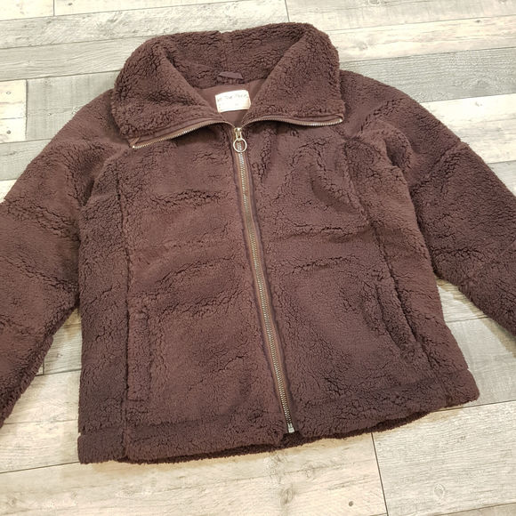 Free People Raya Cozy Coat Jacket XS UK 6 Brown Teddy Fleece Relaxed Fit BN - Picture 3 of 10